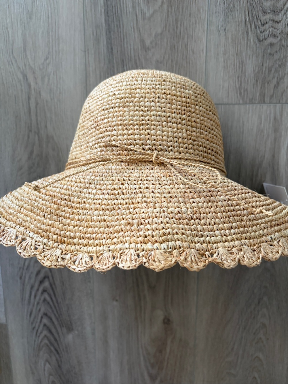 Straw Studio Bucket Style Sun Hat with Scalloped Brim